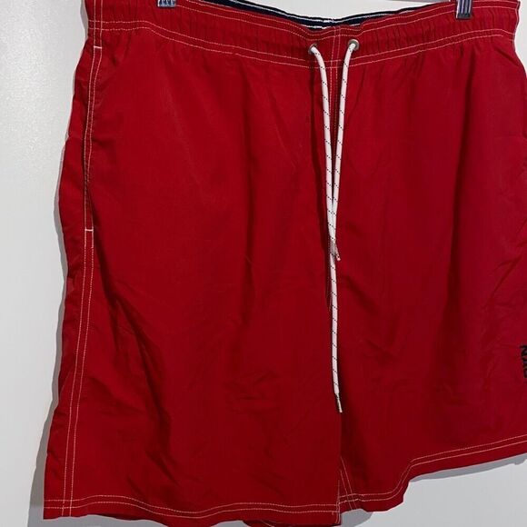 Nautica Men's Quick-Dry Solid Swim Trunk Red Size Large - Picture 2 of 12